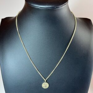 B Initial Monogram Cursive Letter Golden Pendant Necklace 16"